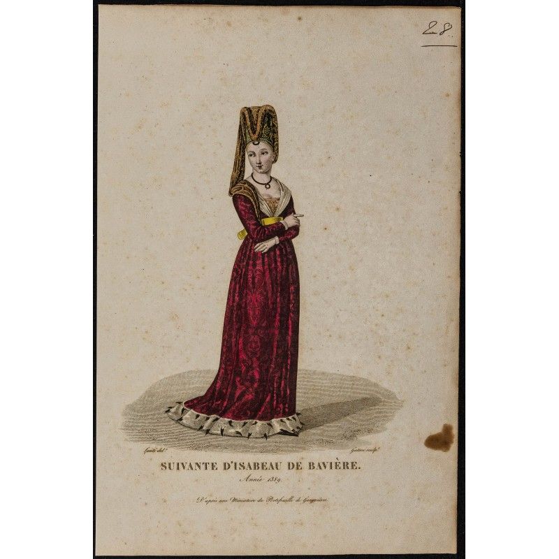 Gravure de 1826 - Suivante d'Isabeau de Bavière - 1