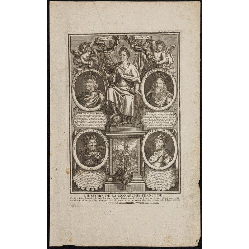 Gravure de 1750 - Portraits de rois de France - 1