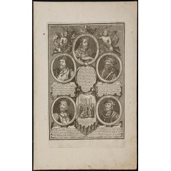 Gravure de 1750 - Portraits de rois de France - 1