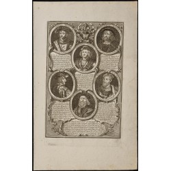 Gravure de 1750 - Portraits de rois de France - 1