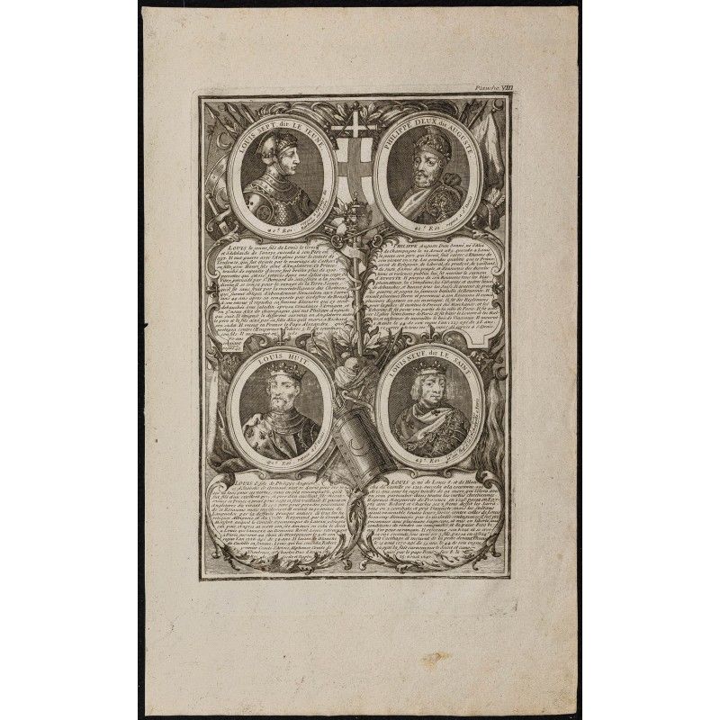 Gravure de 1750 - Portraits de rois de France - 1