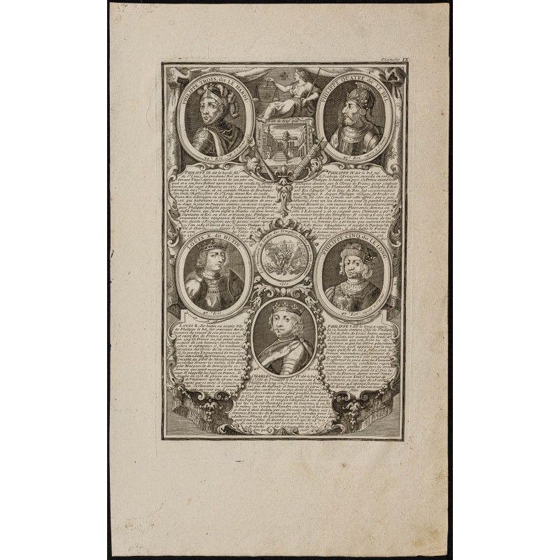 Gravure de 1750 - Portraits de rois de France - 1