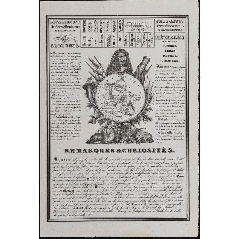 Gravure de 1842 - Ardennes & Ariège - 1