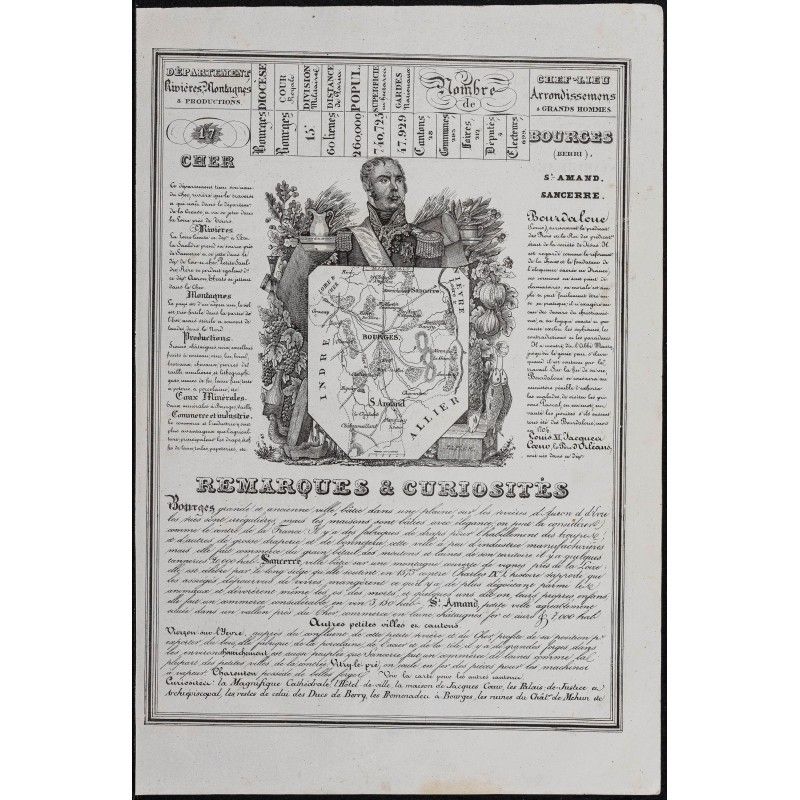 Gravure de 1842 - Cher & Corrèze - 1