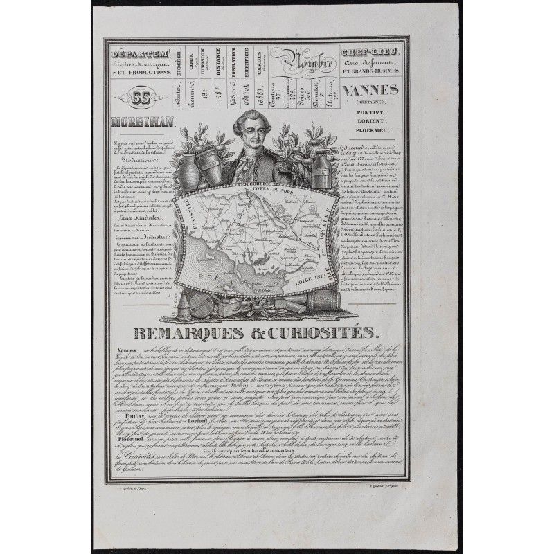 Gravure de 1842 - Morbihan & Moselle - 1 Gravure de 1842 - Morbihan & Moselle - 1