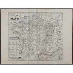 Gravure de 1839 - Carte de la France - 1