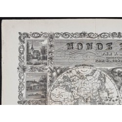 Gravure de 1835 - Carte du monde - 2
