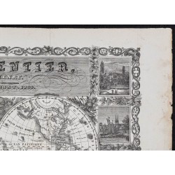 Gravure de 1835 - Carte du monde - 3