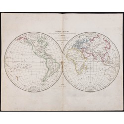 Gravure de 1832 - Mappemonde de Meissas & Michelot - 1