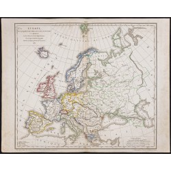 Gravure de 1833 - Carte de l'Europe - 1