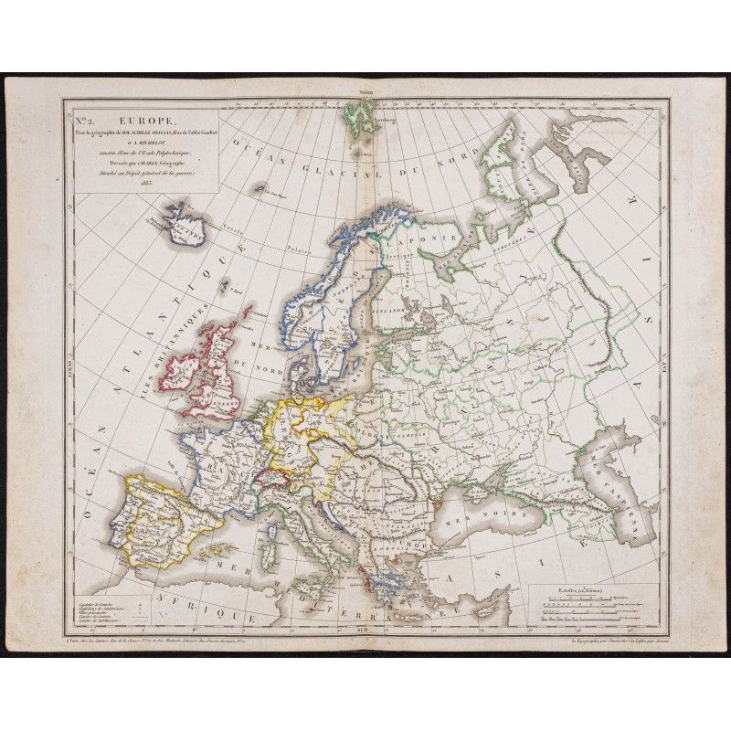 Gravure de 1833 - Carte de l'Europe - 1