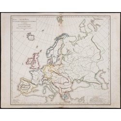 Gravure de 1833 - Fond de carte de l'Europe - 1
