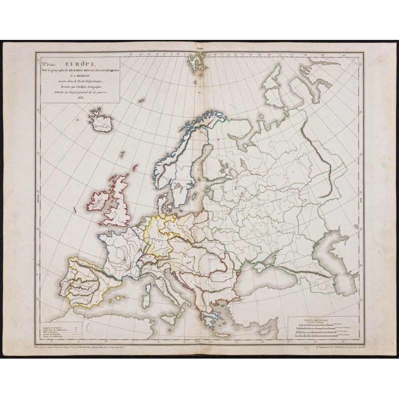Gravure de 1833 - Fond de carte de l'Europe - 1