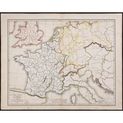 Gravure de 1827 - Fond de carte de l'Europe centrale - Meissas & Michelot - 1