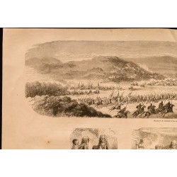 Gravure de 1860 - Algérie - Attaque d'une caravane - 2