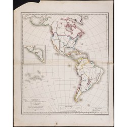 Gravure de 1827 - Fond de carte de l'Amérique - 1