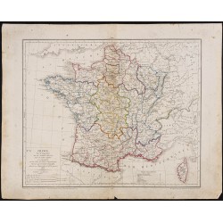Gravure de 1833 - Carte de la France - 1