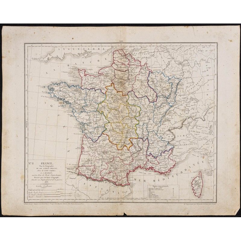 Gravure de 1833 - Carte de la France - 1
