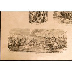 Gravure de 1860 - Algérie - Attaque d'une caravane - 4