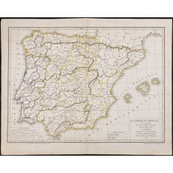 Gravure de 1827 - Carte de l'Espagne et du Portugal - 1