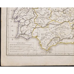 Gravure de 1827 - Carte de l'Espagne et du Portugal - 4