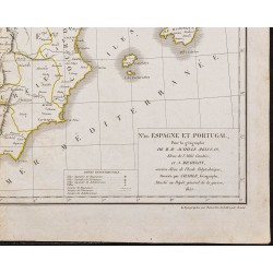 Gravure de 1827 - Carte de l'Espagne et du Portugal - 5