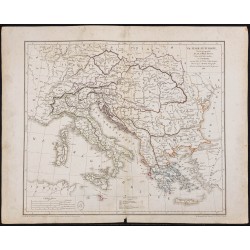 Gravure de 1833 - Carte de l'Italie et Turquie - 1