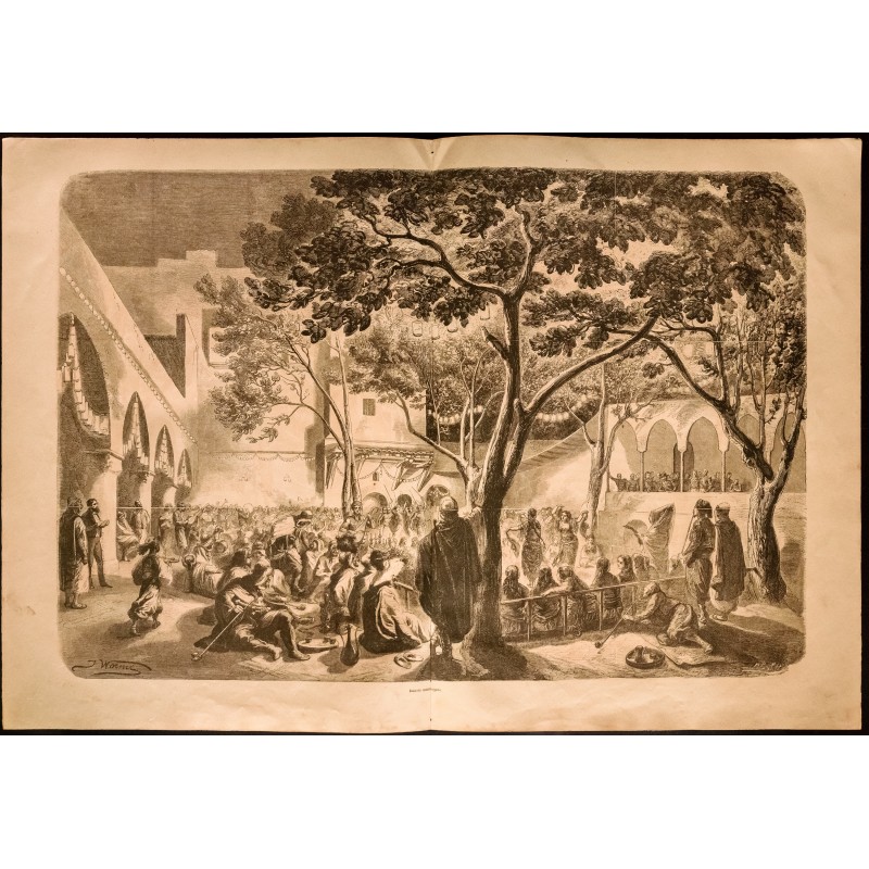Gravure de 1860 - Algérie - Danse Mauresques - 1