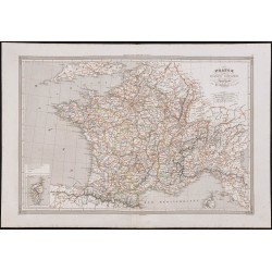 Gravure de 1840 - France par divisions militaires - 1