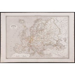 Gravure de 1840 - Carte géographique de l'Europe - 1