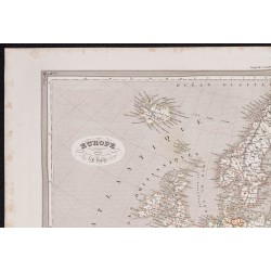 Gravure de 1840 - Carte géographique de l'Europe - 2