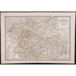 Gravure de 1840 - Carte géographique de l'Europe centrale - 1