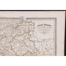 Gravure de 1840 - Carte géographique de l'Europe centrale - 3