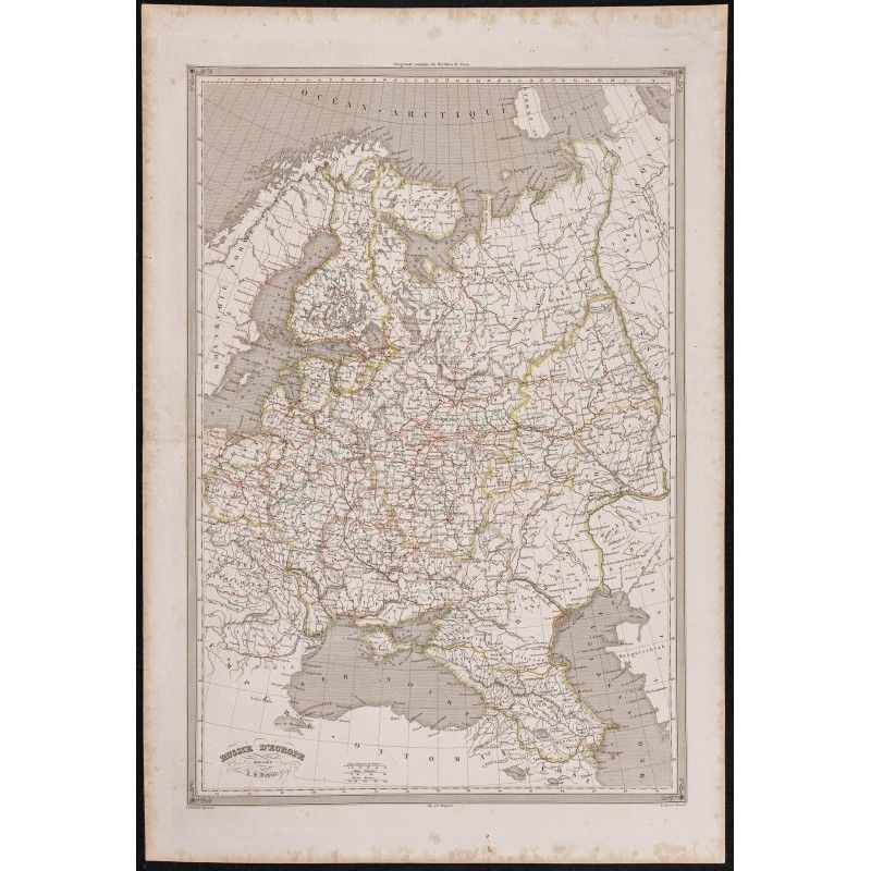 Gravure de 1840 - Carte géographique de la Russie d'Europe - 1