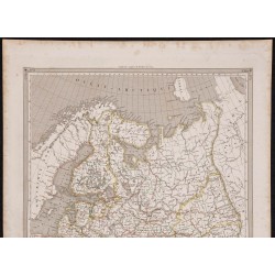 Gravure de 1840 - Carte géographique de la Russie d'Europe - 2