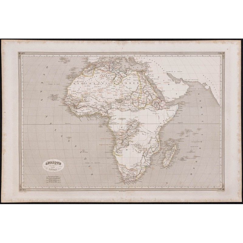 Gravure de 1840 - Carte géographique de l'Afrique - 1