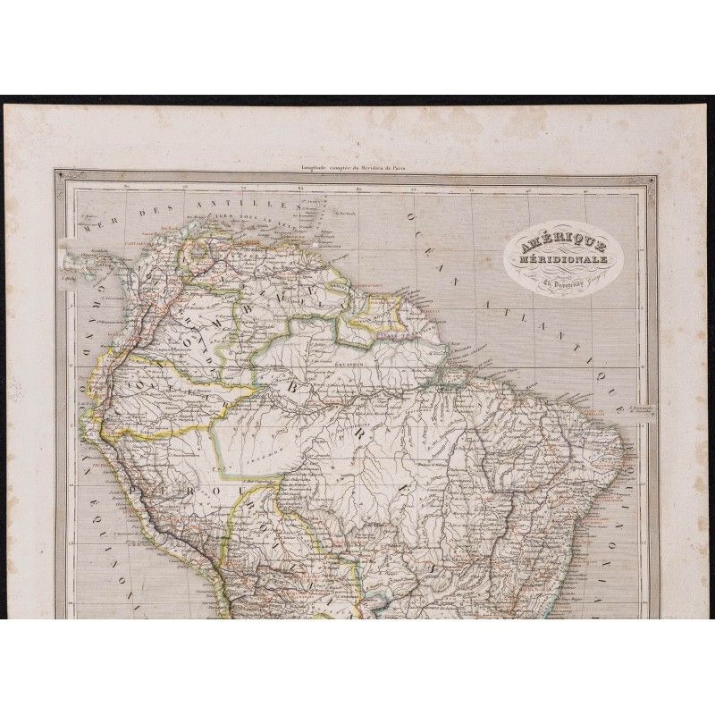Carte Géographique Ancienne De L'Amérique Du Sud (1850) - Dufour - Gravure Originale