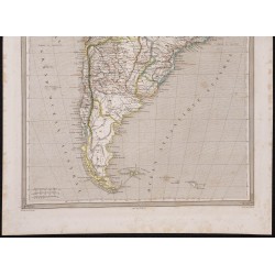 Gravure de 1840 - Carte géographique de l'Amérique du sud - 3
