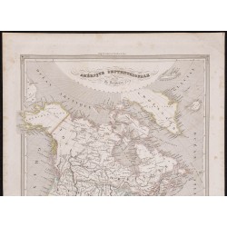 Gravure de 1840 - Carte géographique de l'Amérique du nord - 2