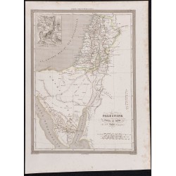 Gravure de 1840 - Carte géographique de la Palestine - 1