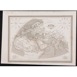 Gravure de 1840 - Carte du monde connu des anciens - 1