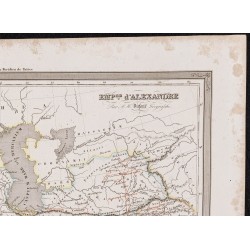 Gravure de 1840 - Carte de l'Empire d'Alexandre le Grand - 3