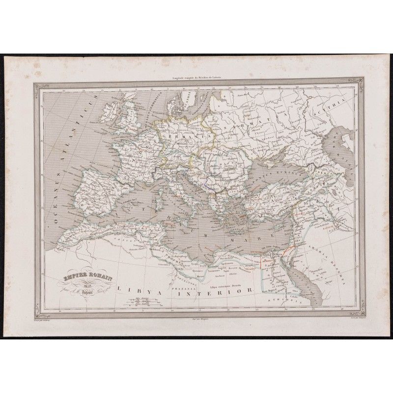 Gravure de 1840 - Carte de l'Empire romain - 1