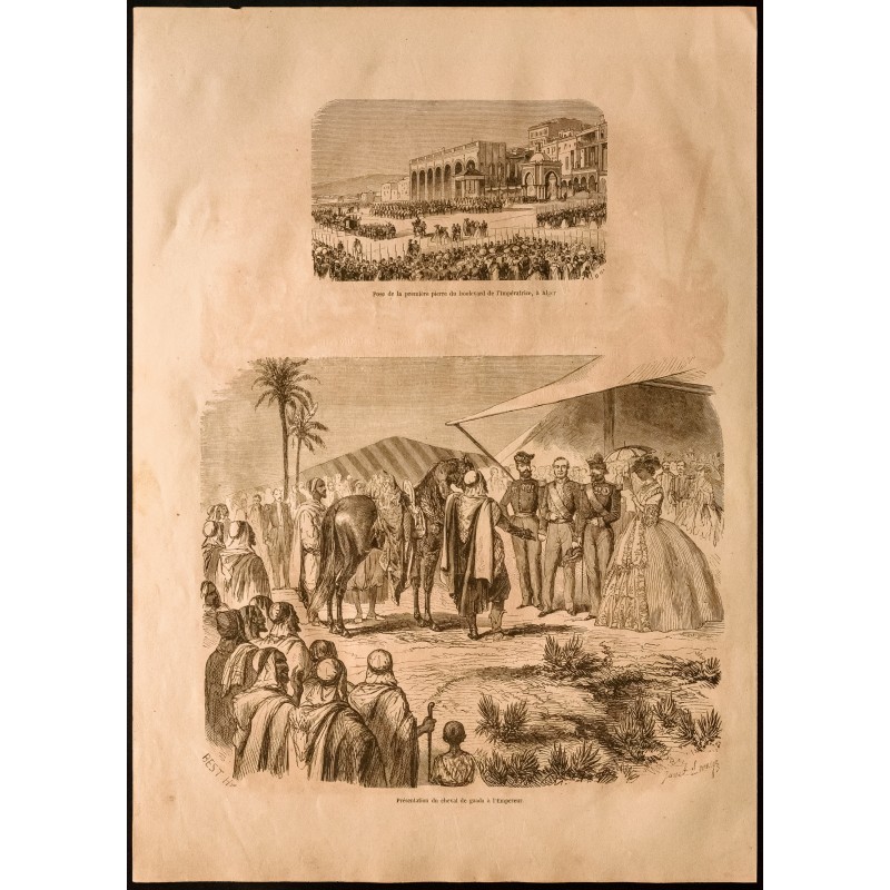Gravure de 1860 - Algérie - Boulevard de l'Impératrice - 1