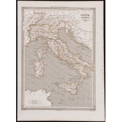 Gravure de 1840 - Carte de l'Italie ancienne - 1