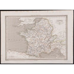 Gravure de 1840 - Carte géographique de la Gaule - 1