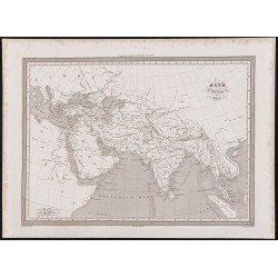 Gravure de 1840 - Carte géographique de l'Asie ancienne - 1