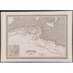 Gravure de 1840 - Carte géographique du Maghreb - 1