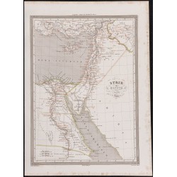 Gravure de 1840 - Carte de Syrie et Égypte anciennes - 1