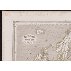 Gravure de 1840 - Carte géographique de l'Europe ancienne - 2